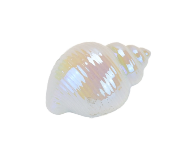 Mušle keramická, bílá perleť, 7x10 cm