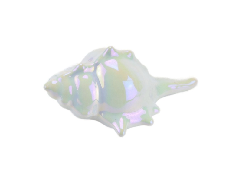 Mušle keramická, bílá perleť, 7x12 cm