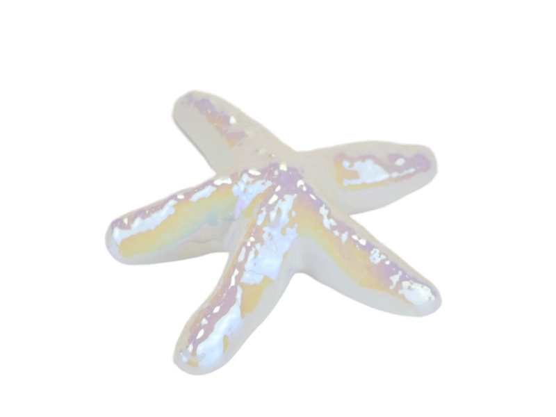 Mořská hvězdice z keramiky, bílá perleť, 11 cm