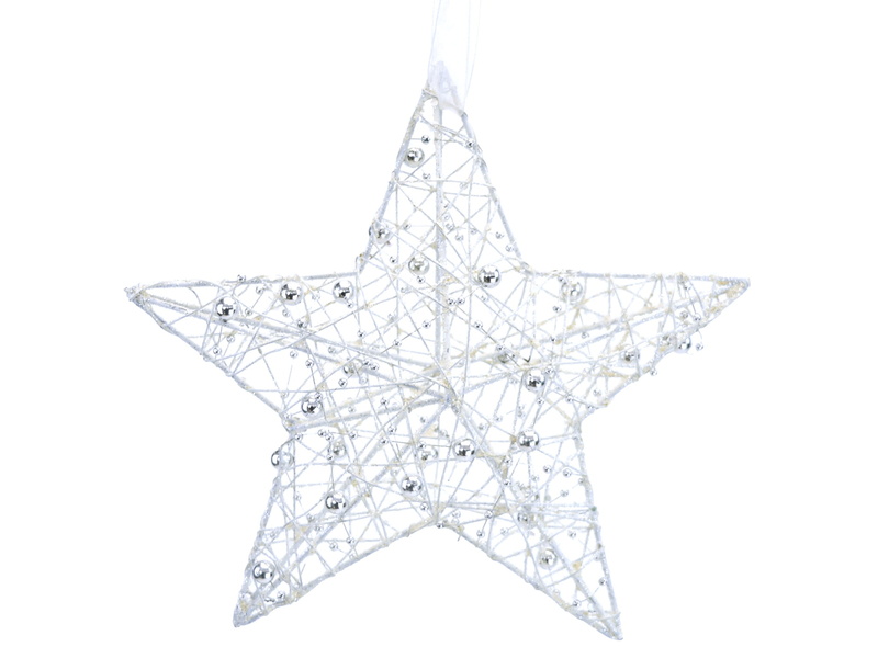 Hvězda trojrozměrná s perličkami 20 cm