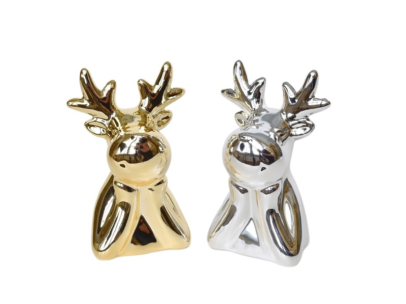 Sob keramický zlatý a stříbrný 11 cm, set 2 ks