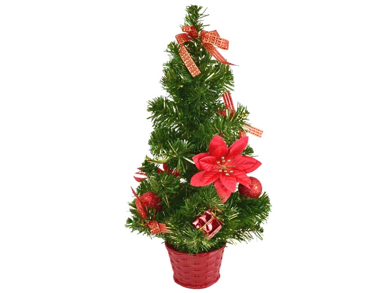 Stromek zdobený červenou ponsetií 45 cm