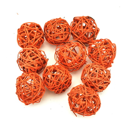 Proutěné dekorační koule oranžové, 10 ks, Ø5 cm