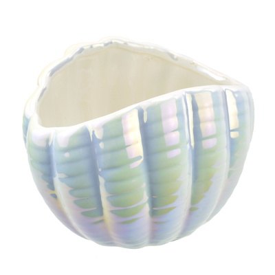 Miska keramická mušle, bílá perleť, 10x13 cm