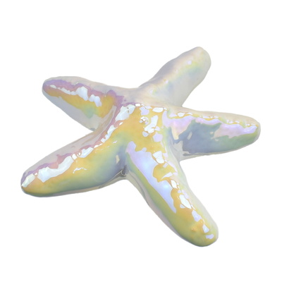 Mořská hvězdice z keramiky, bílá perleť, 11 cm