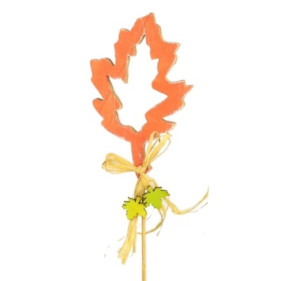 Zápich dřevěný list oranžový 30 cm