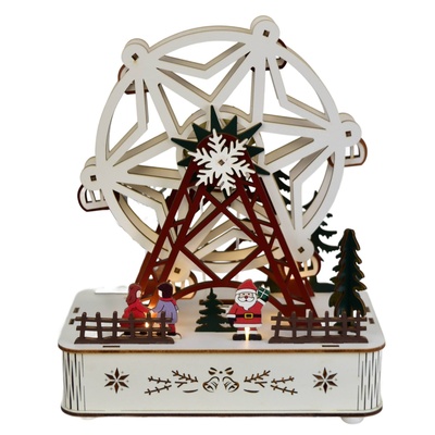 Dřevěný točící kolotoč s LED 23x20 cm