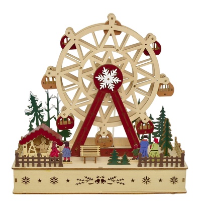 Dřevěný točící kolotoč s LED 28,5x28 cm