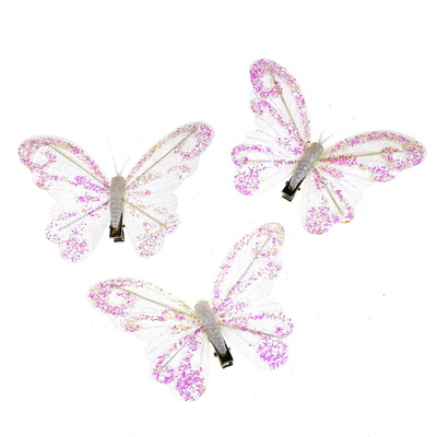 Motýlci se skřipcem 3 ks, bílo/růžový
