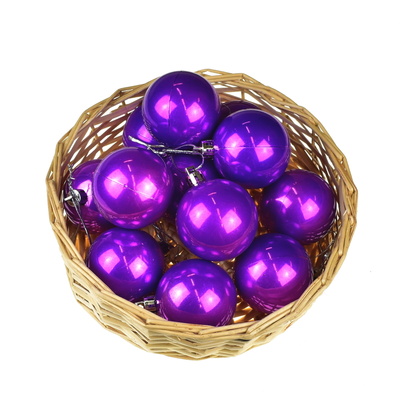 Vánoční koule v košíčku 12 ks, Ø5cm, fialová perleť