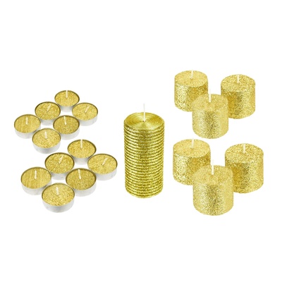 Sada svíček se zlatým glitrem