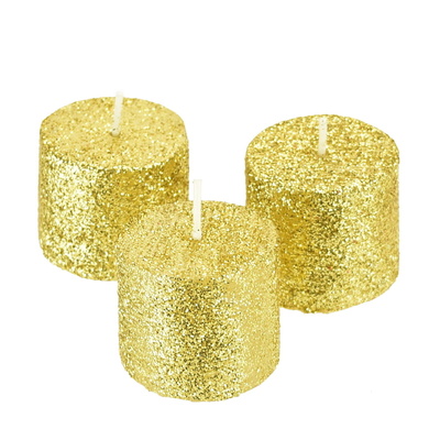 Svíčky se zlatým glitrem 3,8 cm - 3 ks