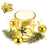 Svícínek s dekorací v dárkovém balení, zlatý, 7x11 cm