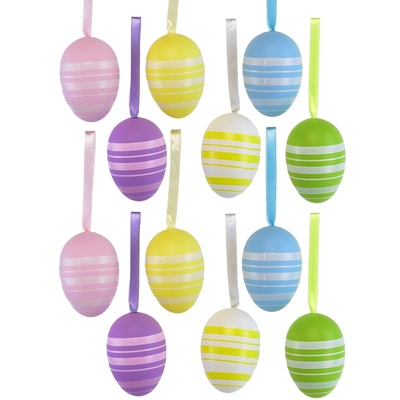 Velikonoční vajíčka proužkovaná 12 ks, 6x4 cm