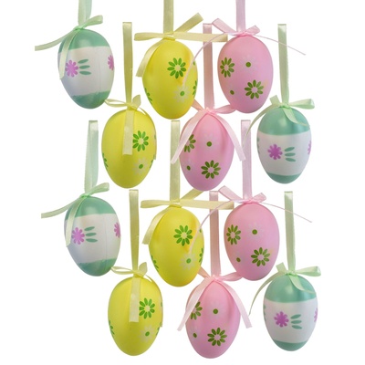 Velikonoční vajíčka s květinami 12 ks, 6x4 cm
