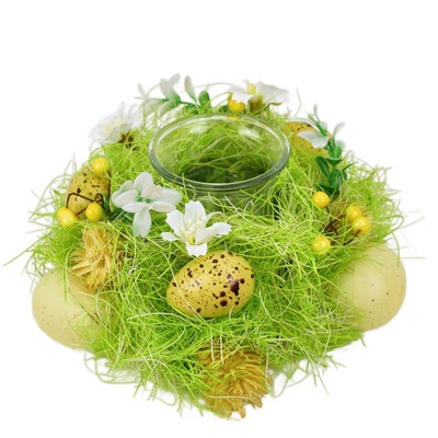 Jarní svícen s vajíčky a dekorací Ø17 cm