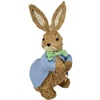 Slámový zajíc v modrém kabátku 39 cm