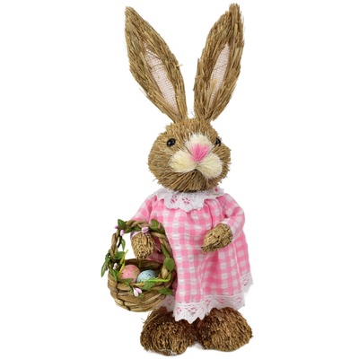 Slámová zaječice s košíčkem 33x13 cm